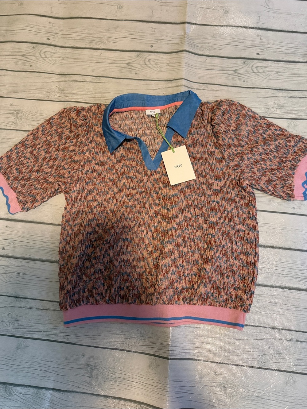 VOY Pink Multi Knit Top